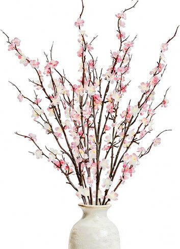 4 Pcs Cherry Blossom Branches 39 Inch White Fake Flowers Spring Decorations for Home Decor, Artificial Flowers Long Stem Branches for Vase Wedding Office Party Table Decor Centerpieces in Kuwait