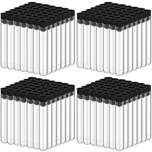 200 Pcs Test Tubes Clear Plastic Test Tubes with Caps 16 x 100 mm (10 ml) Test Lab Tubes for Scientific Experiments, Plant Propagation, Scientific Themed Kids Birthday Party Supplies, Candy Storage in Kuwait