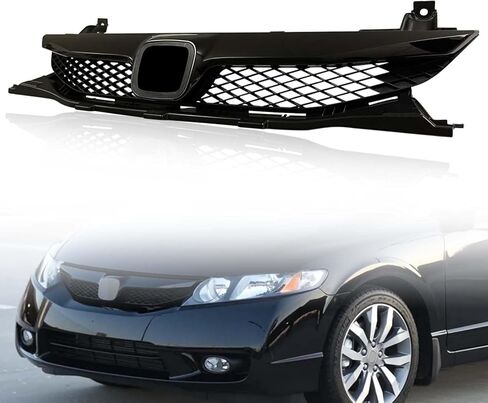 YLT AUTO Front Bumper Cover Grille Cover Replacement Kit Chrome Guard Grid Air Intake Fit for 2009 2010 2011 Honda Civic Sedan in Saudi Arabia