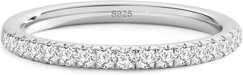 ASHINE Moissanite Eternity Band Ring for Women, 925 Sterling Silver Gold Plated Bezel Set Stackable Ring in Kuwait