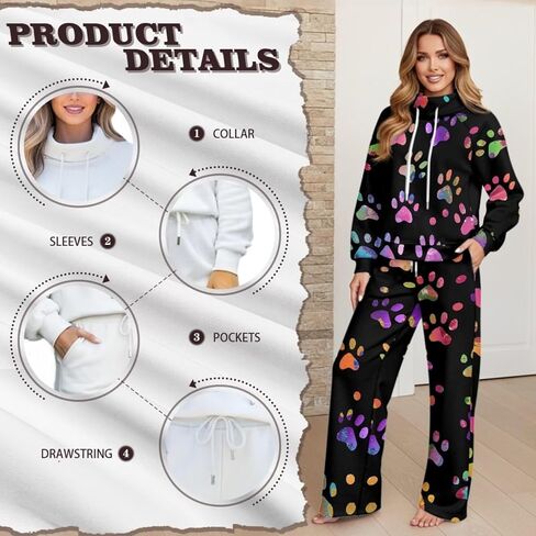 JEOCODY Womens 2 Piece Outfits Set Casual Long Sleeve Sweatshirt and Jogger Pants Set in Saudi Arabia