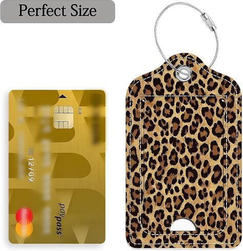Luggage Tags,The Beauty of Leopard Print Design, Double-Sided Privacy Cover ID Labels with Stainless Steel Loop and Address Card for Travel Bag Suitcase in Saudi Arabia
