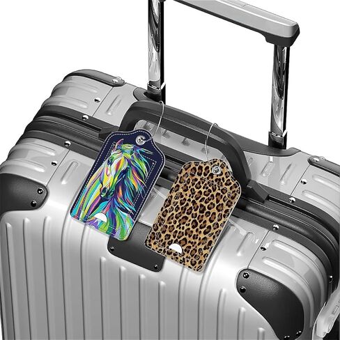 Luggage Tags,The Beauty of Leopard Print Design, Double-Sided Privacy Cover ID Labels with Stainless Steel Loop and Address Card for Travel Bag Suitcase in Saudi Arabia
