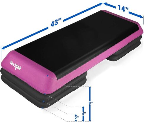 Yes4All منصة تمارين رياضية مقاس 18.9 بوصة مع رافعتين، ارتفاع قابل للتعديل 4 بوصة و6 بوصة لتمارين اللياقة البدنية في صالة الألعاب الرياضية المنزلية in Kuwait