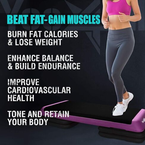 Yes4All منصة تمارين رياضية مقاس 18.9 بوصة مع رافعتين، ارتفاع قابل للتعديل 4 بوصة و6 بوصة لتمارين اللياقة البدنية في صالة الألعاب الرياضية المنزلية in Kuwait