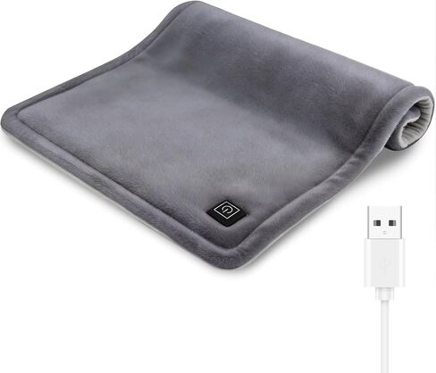 USB Heating Pad for Travel Warmth Outdoors, Non-Rechargeable Small Heated Pad 5V Heat Therapy for Pain Relief Abdomen Cramps, 3 Heat Settings & Auto Shut Off (16"x 12") Grey in Saudi Arabia