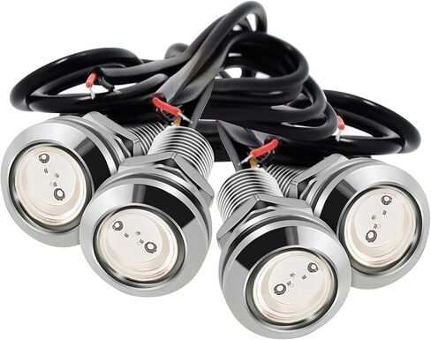 4pcs 18mm DC 12V Eagle Eagle Cob LED FOG DRL أثناء النهار تشغيل الضوء الاحتياطي المصابيح الصخرية العكسية المصابيح الأمامية لمصباح صغير استخدام للسيارة والدراجة النارية (أحمر) in Saudi Arabia