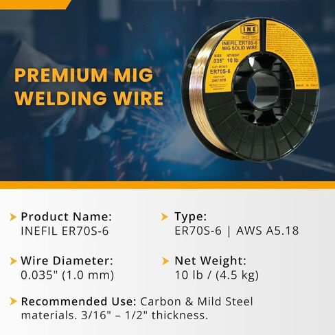 INEFIL ER70S-6 .035-Inch on 10-Pound Spool Carbon Steel Mig Solid Welding Wire in Saudi Arabia