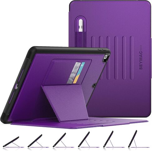 SEYMAC stock Case for iPad (A16) 11th/10th Generation 11/10.9'', Full-Body Drop Protection,[Stitched Slim Pencil Sleeve],Strong Magnetic Auto Sleep Case, Absorbing Multi-Angles Stand, Card Slot- Black in Kuwait