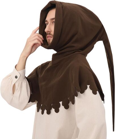 قبعة مرافقة العصور الوسطى للرجال من عصر النهضة قبعة Liripipe Hood Faire Festival LARP Accessories in Kuwait