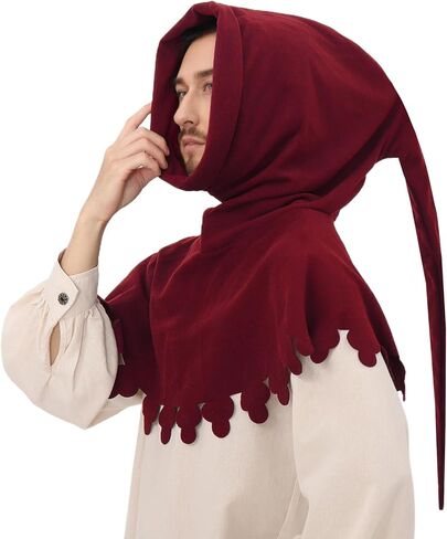 قبعة مرافقة العصور الوسطى للرجال من عصر النهضة قبعة Liripipe Hood Faire Festival LARP Accessories in Saudi Arabia