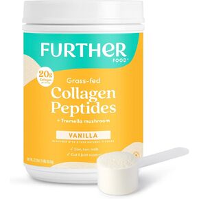 مسحوق ببتيدات الكولاجين بالفانيليا مع فطر التريميلا - 100% من الأعشاب التي تتغذى على العشب، متحلل من النوع 1 و3، 20 جرام من الكولاجين لكل وجبة، يدعم البشرة والشعر والأظافر والمفاصل، 22.22 أونصة in Kuwait