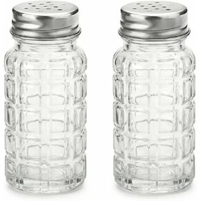 Top Kitchen Nostalgia Retro Style Glass Salt and Pepper Shakers with Stainless Steel Tops - 2 Pack in Kuwait
