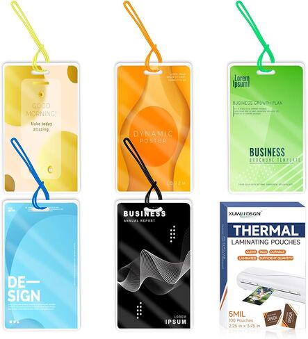 100 Pack 5 Mil Laminating Pouch with Clear Loop 2 1/2" x 4 1/4" Luggage Tag Laminating Pouches with Slot Hole Thermal Laminate Pouch Tags Kit Resealable for Work Permits Pass Cards Student ID Cards in Saudi Arabia