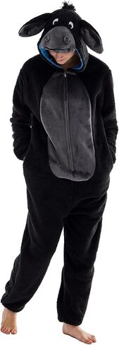 Adult Onesie Costume Animal One-Piece Pajamas Sleepwear with Hood for Lounge Halloween Cosplay in Saudi Arabia