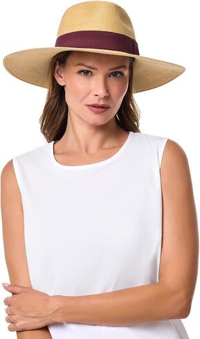 Coolibar UPF 50+ Women's Christy Large Brim Fedora with Fancy Bow, White, One Size, Solid - Sun Protective in Saudi Arabia