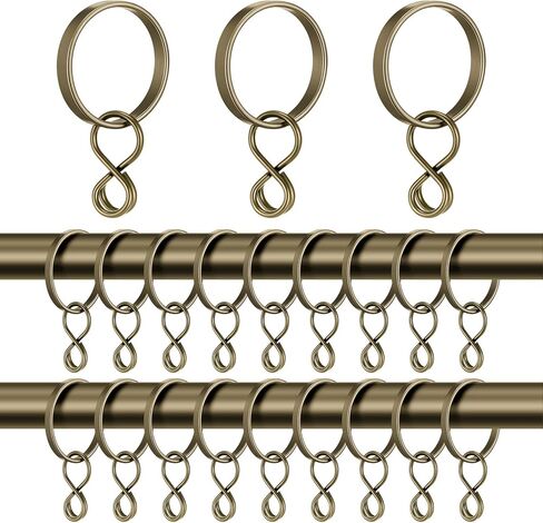 50 Pack Curtain Rings with Eyelets 1.5 Inch Ring for Curtain Pin Hooks Metal with Clips for Rods 1.2" or Smaller(Black) in Kuwait
