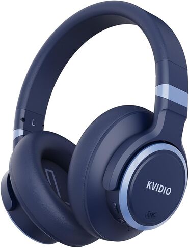 KVIDIO Hybrid Active Noise Cancelling Headphones Over Ear | Bluetooth Wireless ANC 70H Playtime, Transparency Mode, Microphone, Deep Bass, HiFi Stereo Sound for Home, Travel, Office in Kuwait