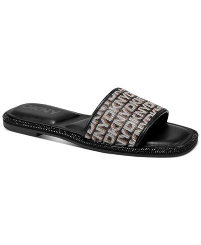 DKNY womens Badin Studded Flat Sandal With Logo in Saudi Arabia