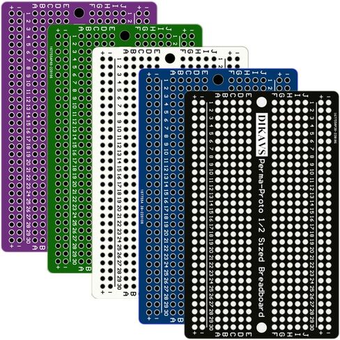 لوحة نموذجية من DIKAVS بحجم 1/4 مزدوجة الجوانب للوحة PCB أولية قابلة للحام لـ Arduino (6 عبوات، متعددة الألوان) in Saudi Arabia