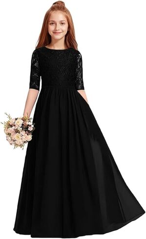 MRHUSH Junior Bridesmaid Dresses for Teen Girls Formal Dresses Chiffon Lace Flower Girl Dress for Wedding Party Gowns A Line in Saudi Arabia