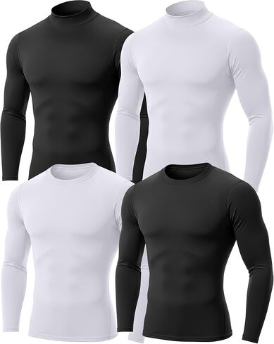 Coume 4 Pack Men's Compression Shirts Long Sleeve Athletic Workout Sports Undershirt Base Layer Top Winter Sports Gear in Saudi Arabia
