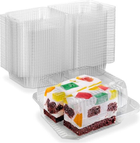MT Products 5.25" x 5.63" x 3.17" Clear Square Plastic Containers for Food - Disposable Dessert Containers - Deep Sandwich Containers - Clear Containers For Food (Pack of 40) - Made in the USA in Kuwait