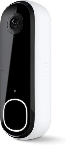 Arlo Video Doorbell 2K (الجيل الثاني) - جرس باب يعمل بالبطارية أو السلكية، شبكة Wi-Fi ذكية، صوت ثنائي الاتجاه، رؤية ليلية، كاميرا أمان، مراقبة، أبيض - AVD4001 in Kuwait