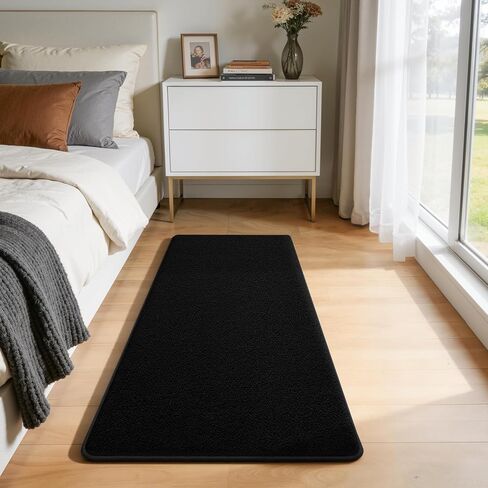 Modern Hallway Runner Rug, 2x6 Rug Runners for Kitchen, Black Washable Long Runner Rugs for Hallways, Soft Indoor Carpet for Bedroom Bedside, Non-Slip Memory Foam Rugs for Entrance Living Room Décor in Saudi Arabia
