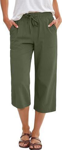 ANRABESS Capris Pants for Women Summer Casual Loose Drawstring Elastic High Waist Straight 2026 Lounge Beach Cropped Trousers in Saudi Arabia