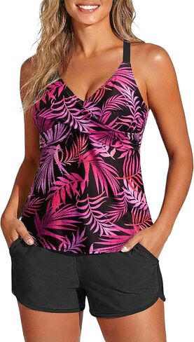Aqua Eve Womens Tankini مع شورتات - قطعتين من البطن تحكم في ملابس السباحة الرياضية مع جيوب 2025 ملابس السباحة in Saudi Arabia