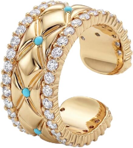 MEVECCO Ear Cuffs Non Piercing For Women 18K Gold Plated Turquiose Pearl Zircons Ear Cuff Earring Clip on Cartilage Fake Hoop Earrings Stack Jewelry Gifts in Saudi Arabia