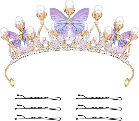 Butterfly Crown, Beautiful Butterfly Crown Delicate Hair Accessories with Pearls Design for Birthday Party Cosplay or Festival Costumes in Saudi Arabia