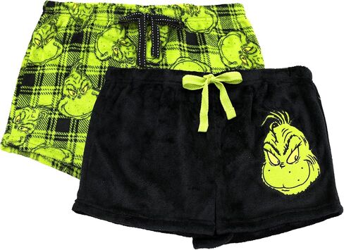 Dr. Seuss The Grinch Womens Velour Pajama Shorts, 2-Pack, Sizes XS-3X in Saudi Arabia