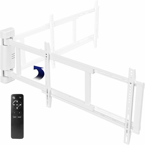 حامل تلفزيون كهربائي على الحائط من VIVO Steel منخفض المستوى لشاشات بلازما LED LCD مقاس 32 إلى 75 بوصة، حامل تلفزيون متأرجح بمحرك مع دوران 90 درجة، MOUNT-E-WM075 in Kuwait