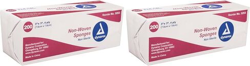 Dynarex Non-Woven Sponges, Non-Sterile, Gauze Sponges, for Cleansing, Prepping and Dressing, Highly-Absorbent and with Less Linting, 3"x 3", 4 Ply, 1 Box of 200 Non-Woven Sponges in Saudi Arabia