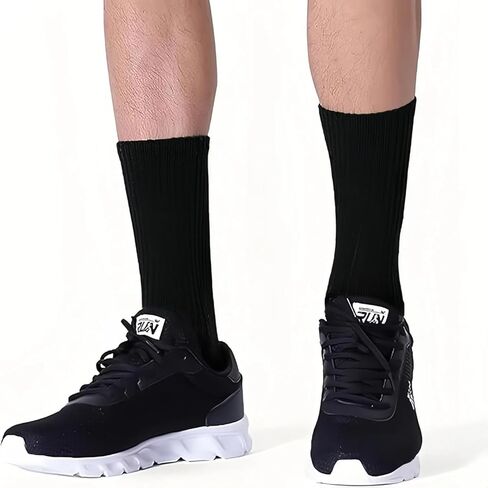 Men's Socks - Breathable, Moisture-Wicking, Non-Slip & Comfortable (3-Pack, Black/Gray/White) Size 6-13 in Saudi Arabia