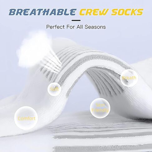 Men's Socks - Breathable, Moisture-Wicking, Non-Slip & Comfortable (3-Pack, Black/Gray/White) Size 6-13 in Saudi Arabia