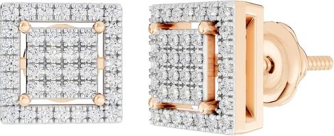 Dazzlingrock Collection 0.32 Ctw Natural Round White Diamond 7.5mm Square Hip Hop Iced Out Studs in 10K Solid Gold, Unisex Design Ladies,Mens Real Diamond Earrings in Saudi Arabia