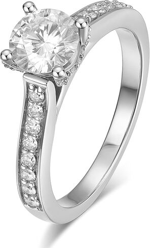 14K Moissanite Ring 14K Gold 1ct D Color Halo Solitaire Moissanite Engagement Ring 14K Gold Rings for Women (Rose Gold, 7) in Saudi Arabia