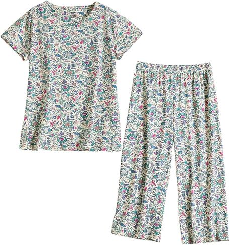 PNAEONG Women Pajama Set Sleepwear Tops with Capri Pants Casual and Fun Prints Pajama Sets in Saudi Arabia