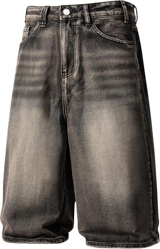 Vamtac Baggy Denim Shorts Vintage Washed Long Mens Jorts Y2k Casual Summer Streetwear Straight Leg Jeans Short in Saudi Arabia