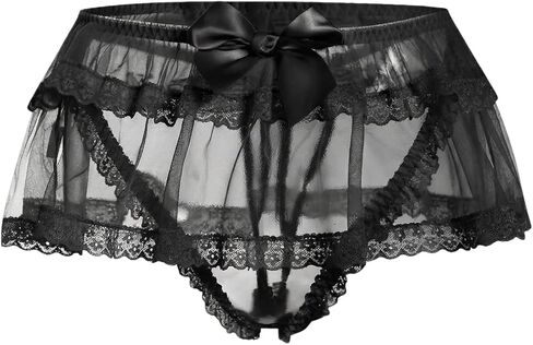 SweatyRocks Women's Lace Thong Underwear Cut Out Bow Ruffled Panties in Saudi Arabia