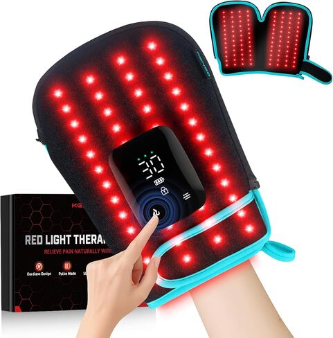 Keneo Red Light Therapy Gloves for Hands, 100LEDs Red & Near-Infrared, Dual Wavelength 660nm & 850nm, 5 Modes, Wireless, Rechargeable 5000mAh Battery, for Hand & Wrist Treatment （Orange） in Saudi Arabia