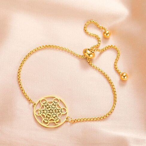 EUEAVAN Metatron Cube Sacred Geometry Bracelet Cosmic Symbol Metatron Pendant Art Flower of Life Stainless Steel Jewelry Woman in Saudi Arabia