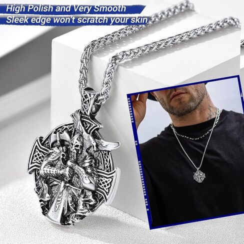 مجوهرات PROSTEEL Norse Viking للرجال والنساء، قلادة ثور المطرقة/ثور الفأس/الغراب/أودين، سلسلة قلادة من الفولاذ المقاوم للصدأ 316L، تأتي مع صندوق in Saudi Arabia