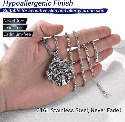 مجوهرات PROSTEEL Norse Viking للرجال والنساء، قلادة ثور المطرقة/ثور الفأس/الغراب/أودين، سلسلة قلادة من الفولاذ المقاوم للصدأ 316L، تأتي مع صندوق in Saudi Arabia