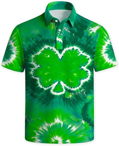 Mens Valentines Day Polo Shirts Heart Print Button Short Sleeve Tops Novelty Mardi Gras Golf Shirt in Kuwait