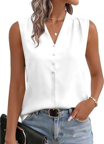 LOMON Silk Satin Tank Tops Womens V Neck Sleeveless Camisole 2026 Basic Shirts Casual Blouses in Saudi Arabia