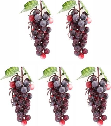 5PCS Purple Simulation Grape Cluster Simulation Grape Fruit Display Stand, Red Wine Ornaments, Banquet Table Decoration, Tableware Display Stand, Wedding Decoration (36 Grains in Saudi Arabia
